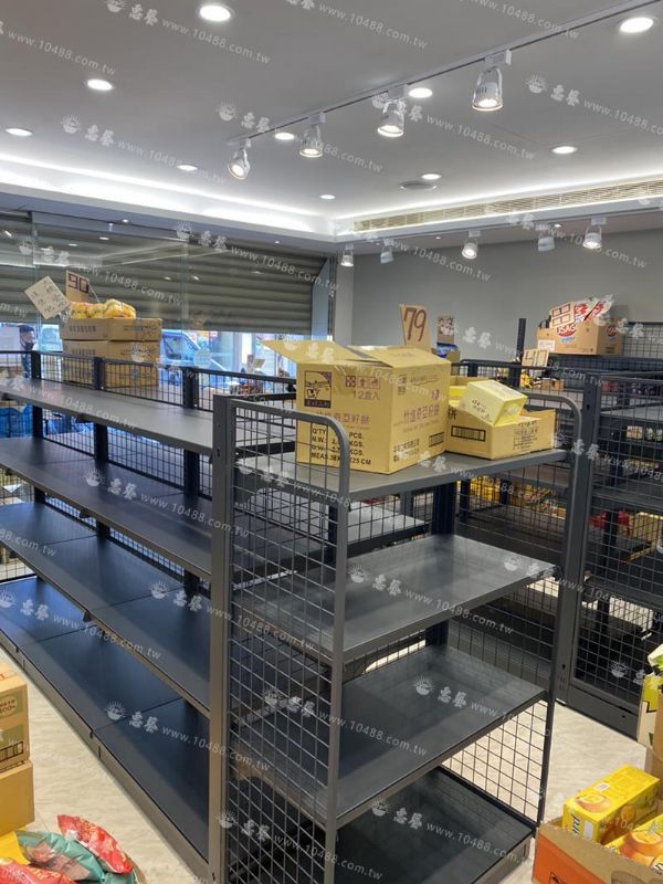 超市貨架+倉儲架-背網式(深鐵灰) 商品陳列架 賣場展示架規劃